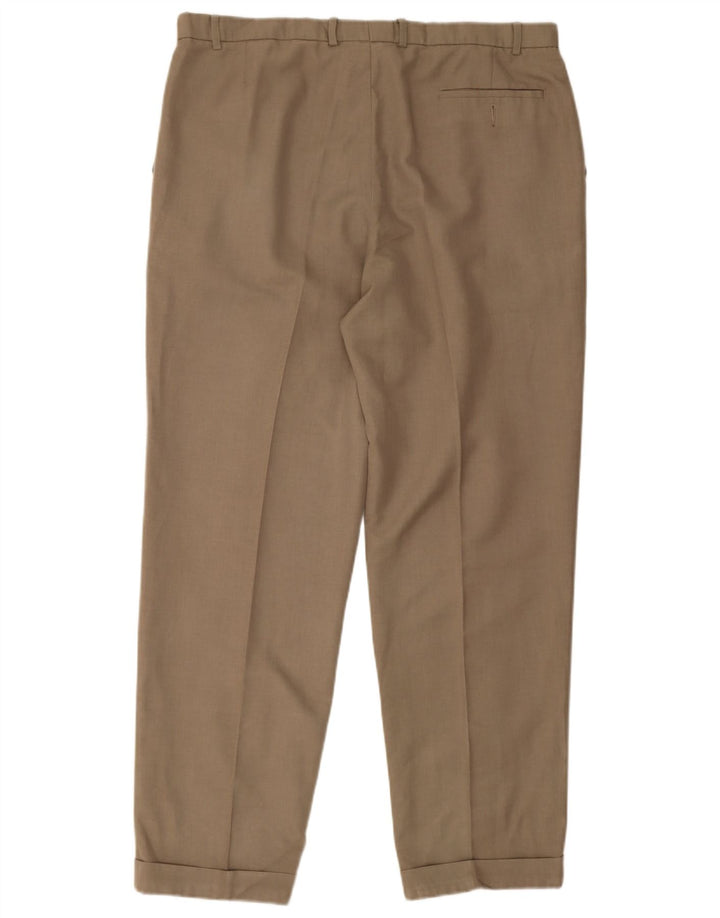 Marks & Spencer Pantaloni de costum pentru bărbați L40 L32 Kaki Poliester