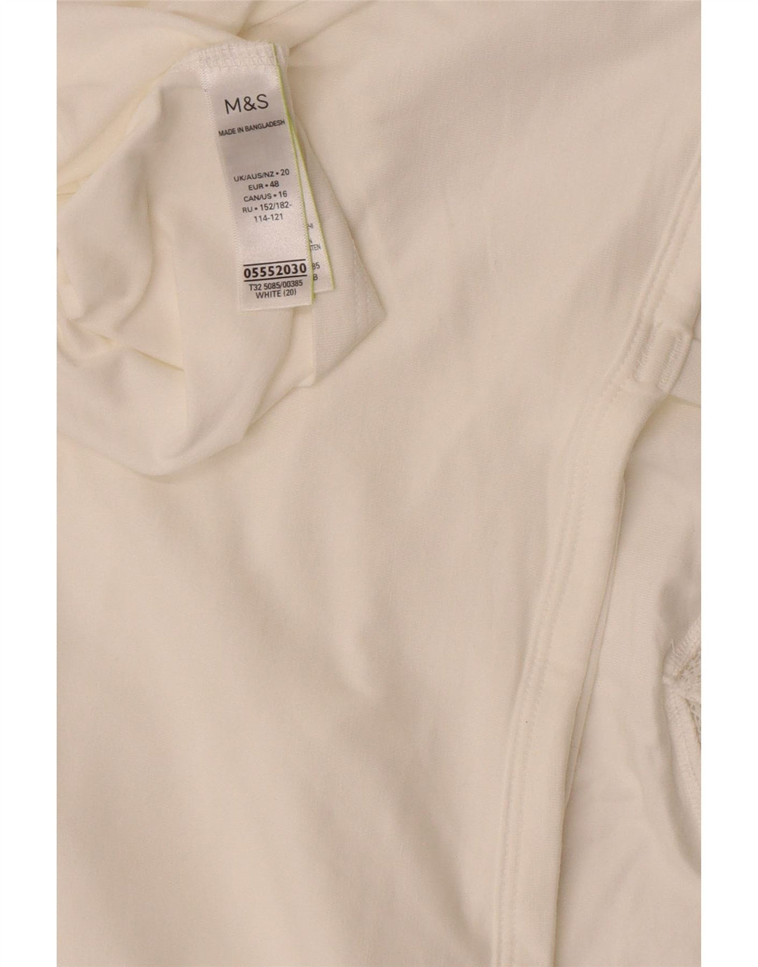 Marks & Spencer Crop Cami Top pentru femei UK 20 2XL Bumbac alb