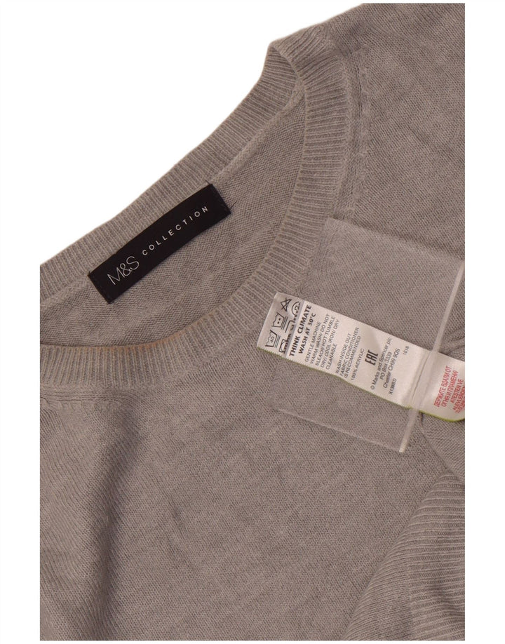 Pulover pentru femei Marks & Spencer cu decolteu triplu UK 14 mare, gri acrilic
