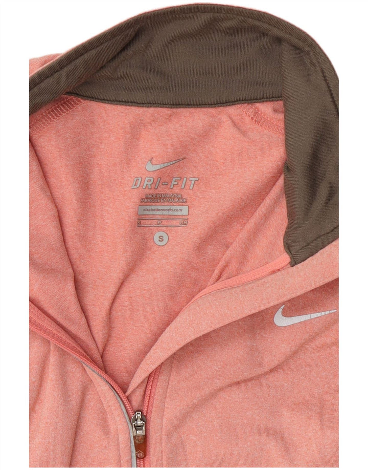Top de trening Nike Dri Fit Zip Neck Pullover pentru femei UK 10 Small Pink