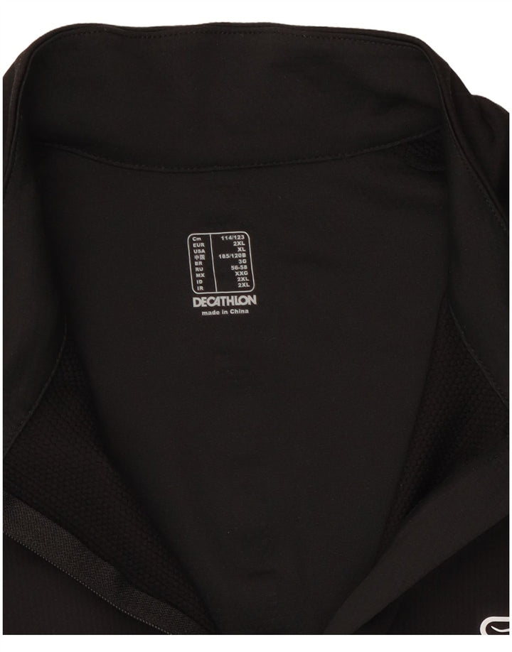 Trening Decathlon pentru bărbați, cu fermoar și gât, cu pulover, XL, negru, bloc de culoare