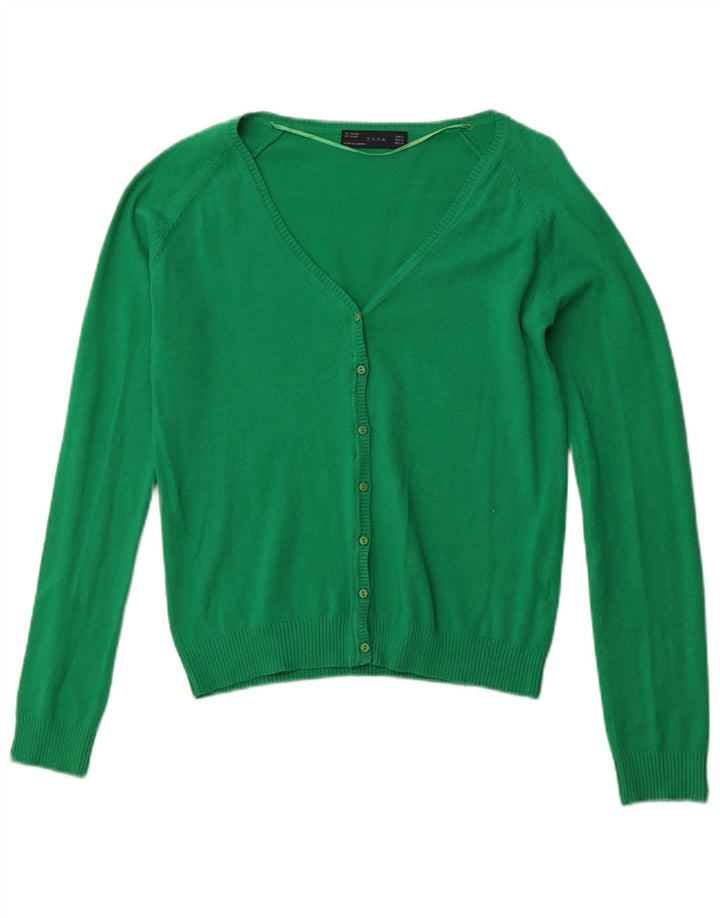 Pulover cardigan pentru femei ZARA UK 18 XL bumbac verde