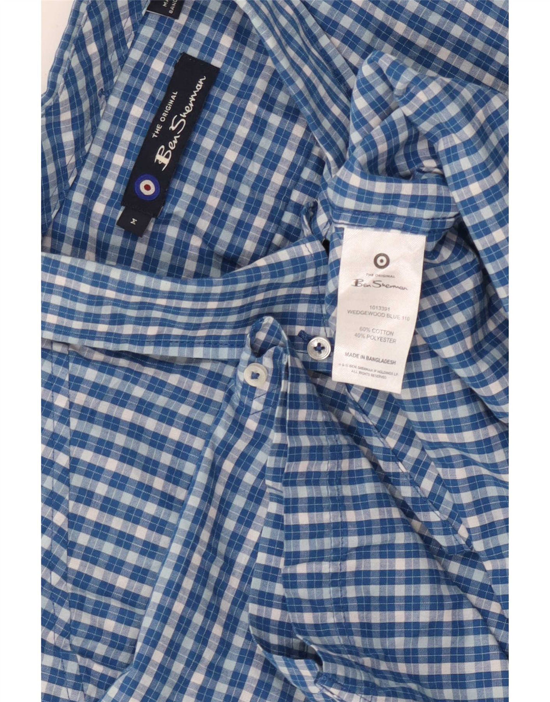 Cămașă cu mânecă scurtă pentru bărbați Ben Sherman, bumbac cu carouri albastru mediu