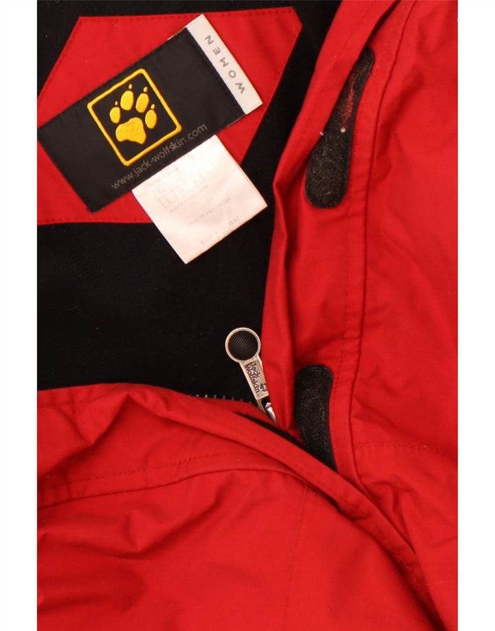 Jack Wolfskin jachetă de vânt cu glugă pentru femei UK 10 Small Red Colorblock