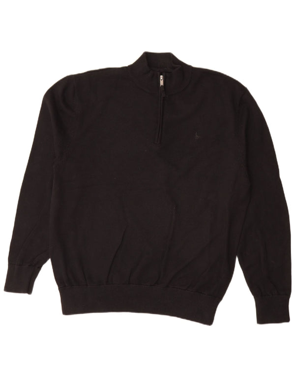 Pulover Jack Wills pentru bărbați, cu fermoar și gât, bumbac XL, negru