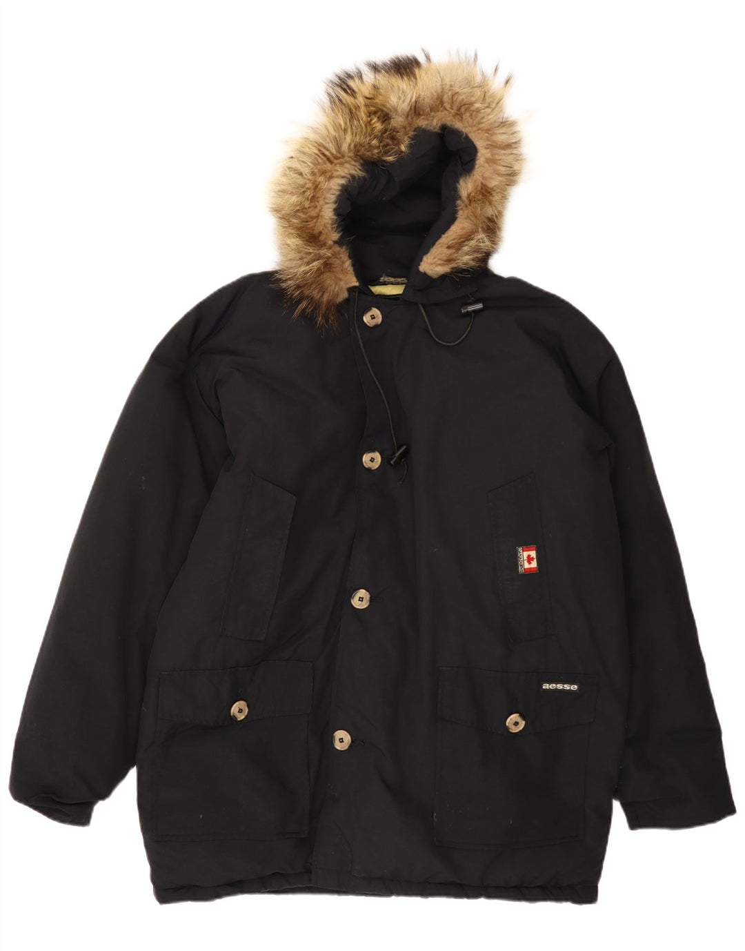 Jachetă parka cu glugă pentru bărbați AESSE UK 40 Large Black