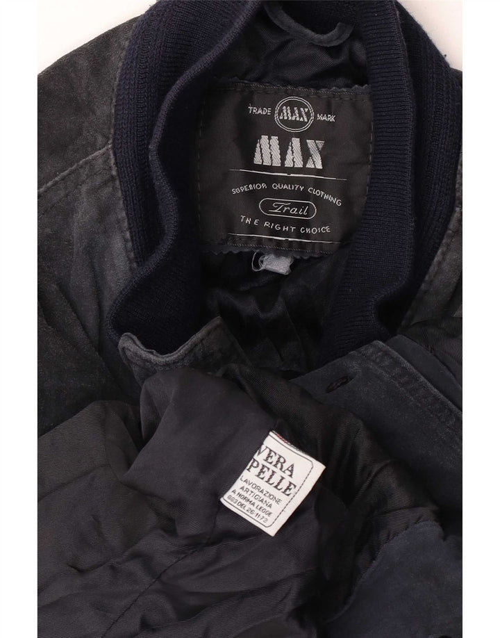 Bomber pentru bărbați Max din piele intoarsa UK 38 Mediu, albastru bleumarin