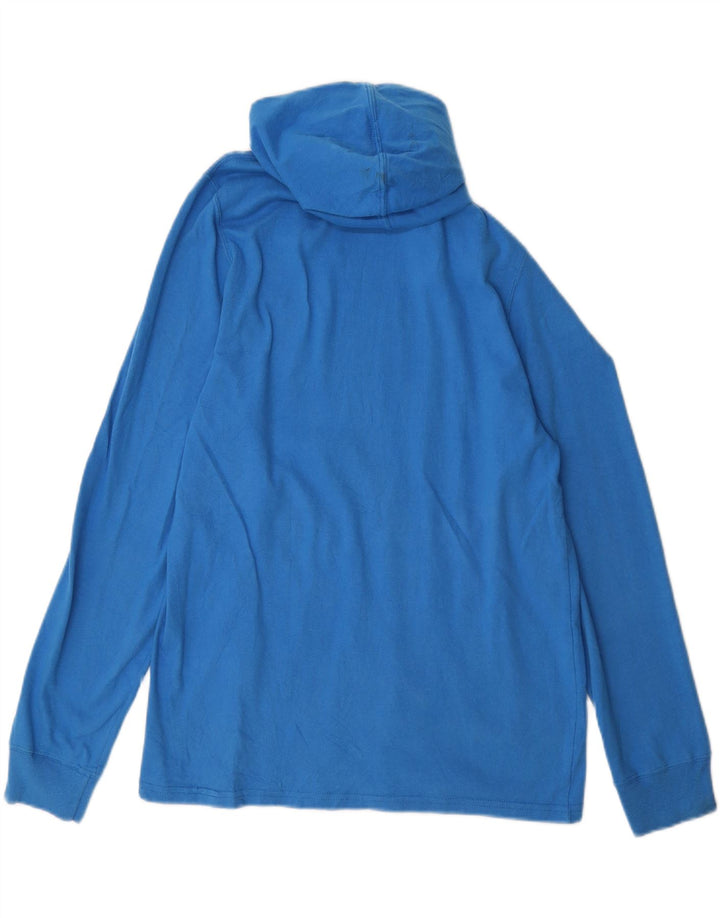 CHAMPION Mens Hooded Graphic Top Long Sleeve Medium Blue Cotton