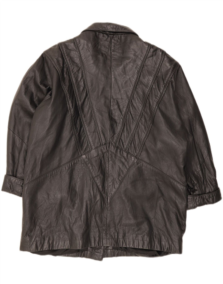 Geacă de piele vintage pentru femei IT 48 XL din piele neagră