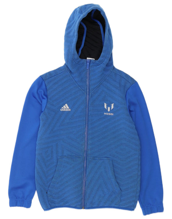 Adidas Băieți MESSI Graphic Zip Hoodie Pulover 11-12 Ani Albastru Geometric