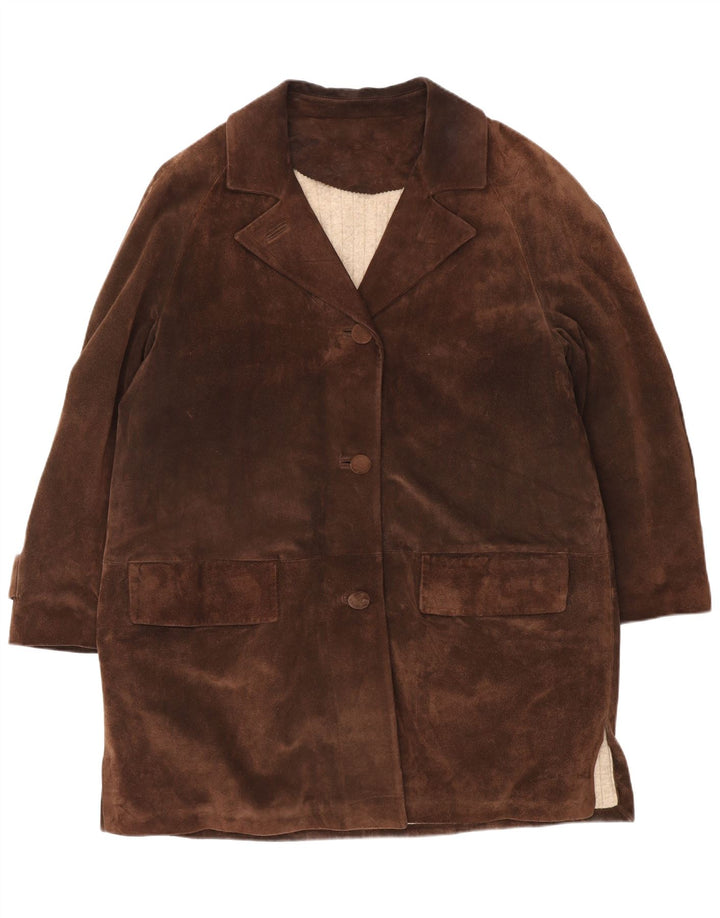 Jachetă de vânt supradimensionată din piele de căprioară pentru femei UK 18 XL maro