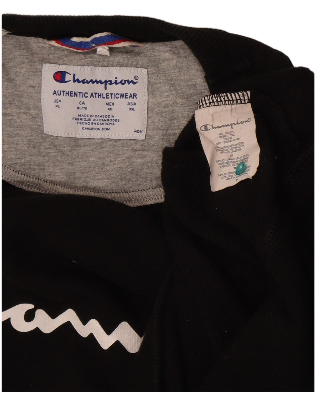Pulover grafic pentru bărbați Champion XL, bumbac negru