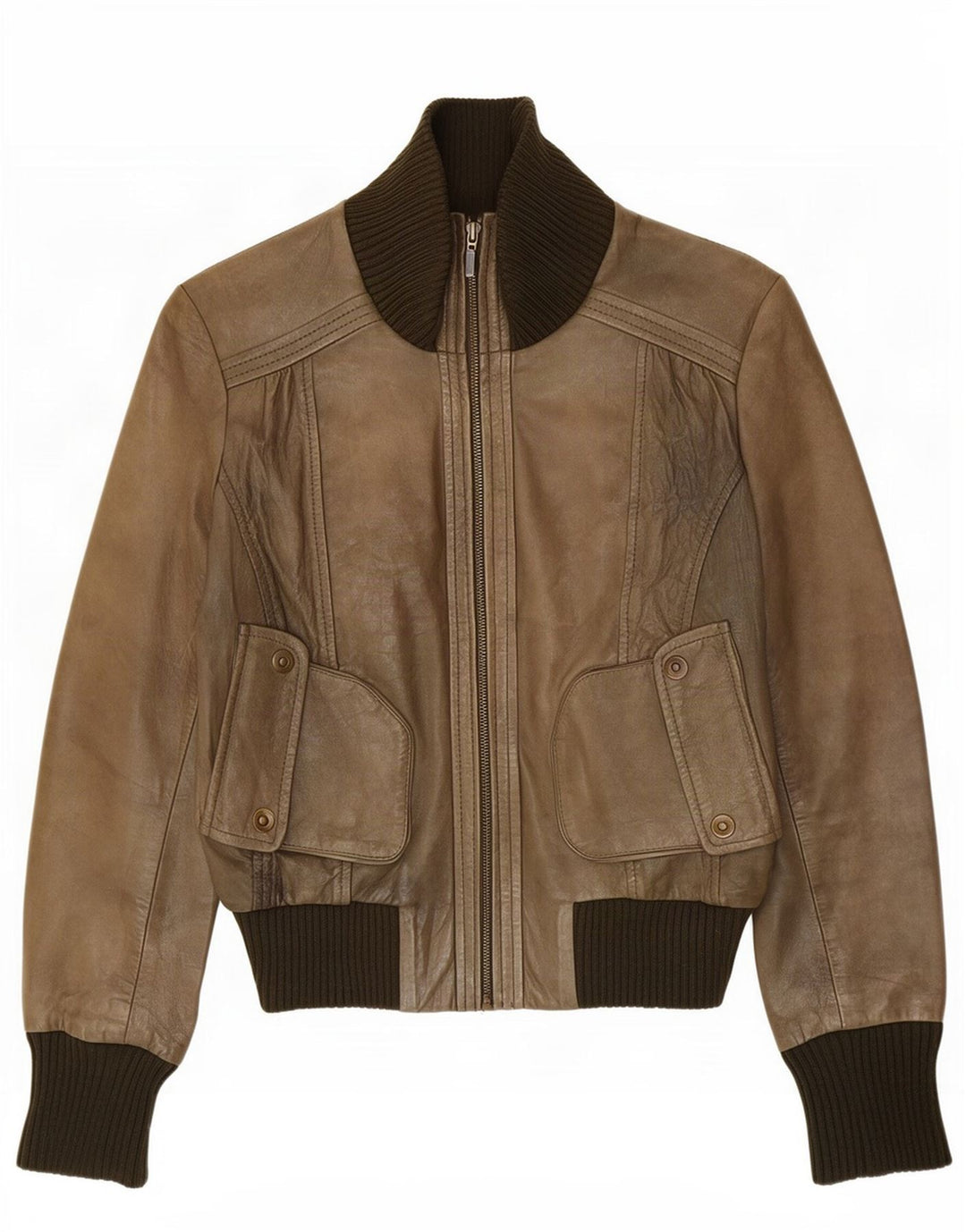 Jachetă de piele pentru femei Oasis UK 14 Medium Khaki Colorblock