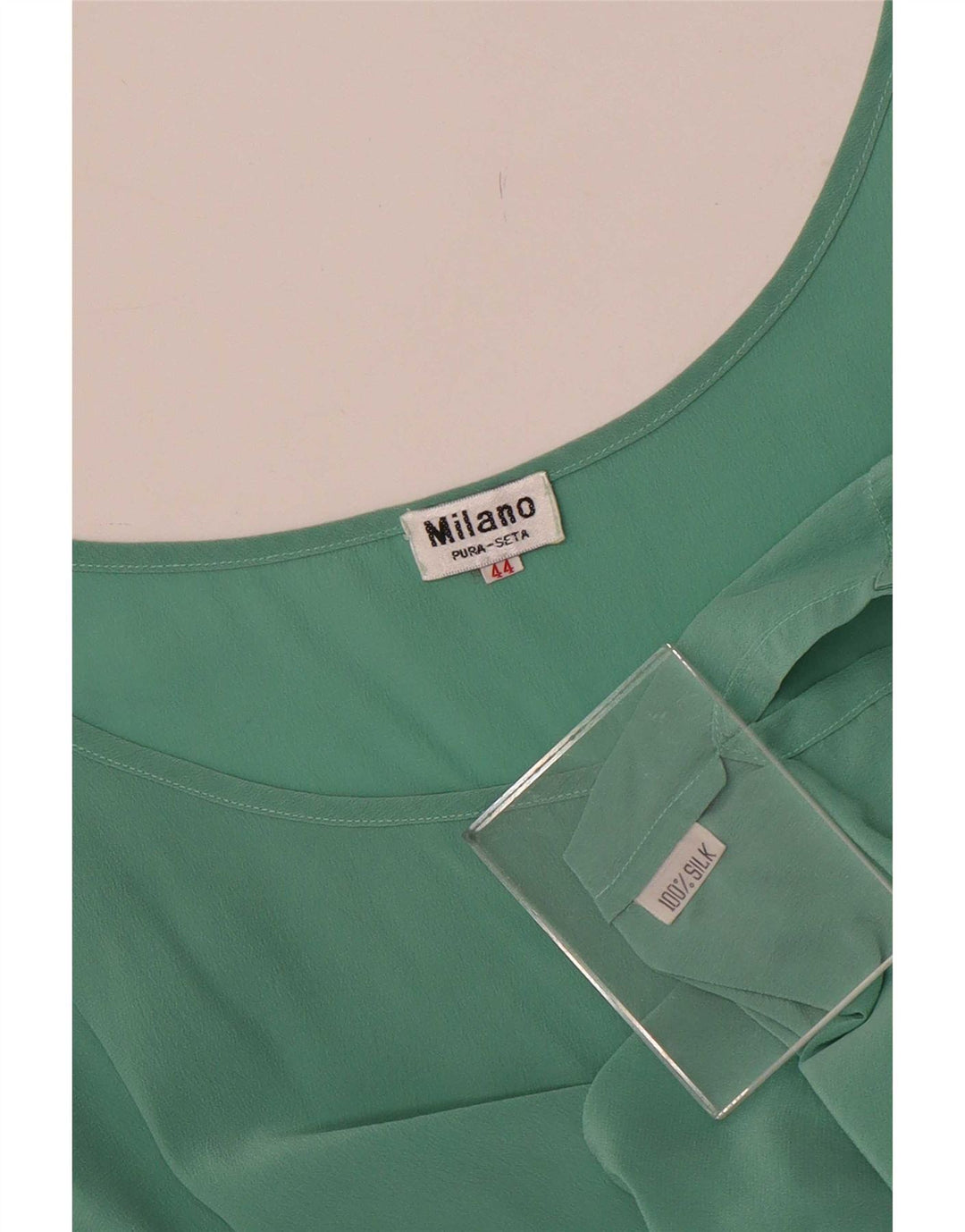 Bluză fără mâneci Vintage pentru femei IT 44 Mătase verde mediu