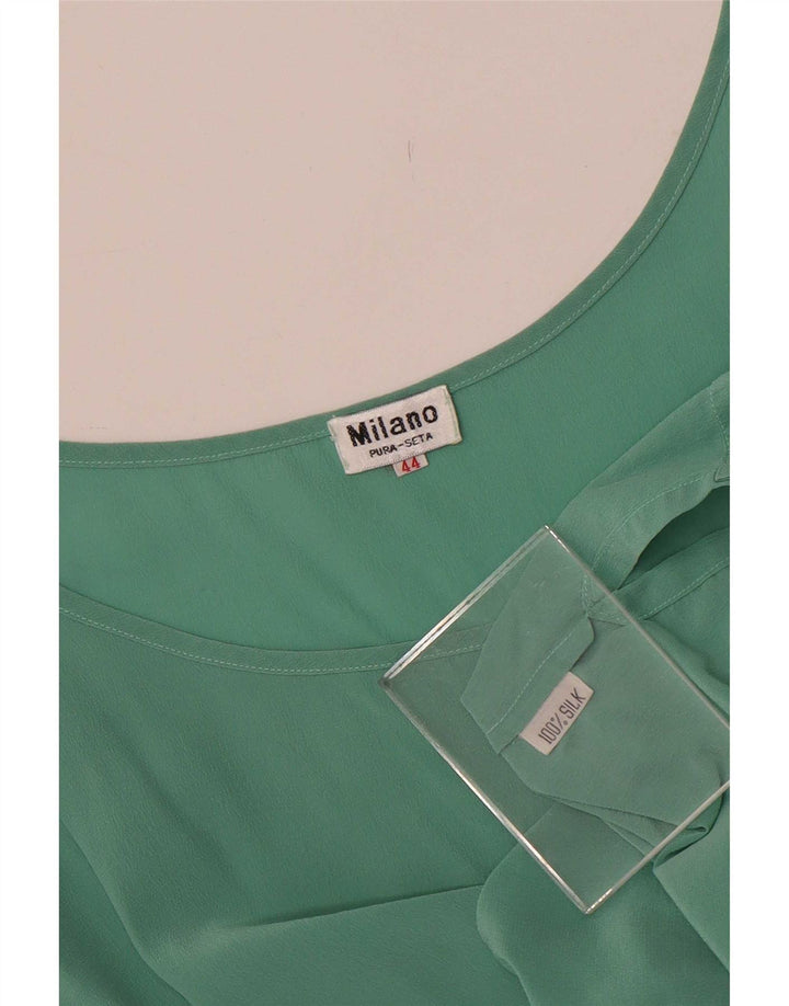 Bluză fără mâneci Vintage pentru femei IT 44 Mătase verde mediu