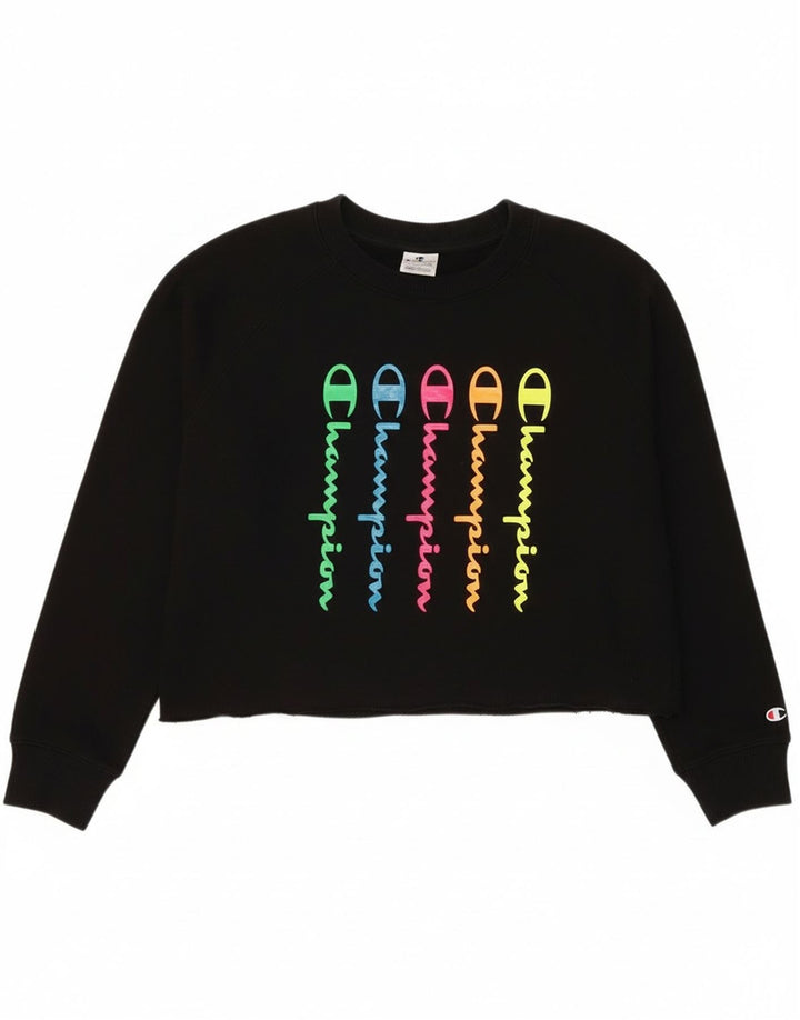 Pulover pentru femei Champion Crop Graphic Pulover UK 14 Medium Negru