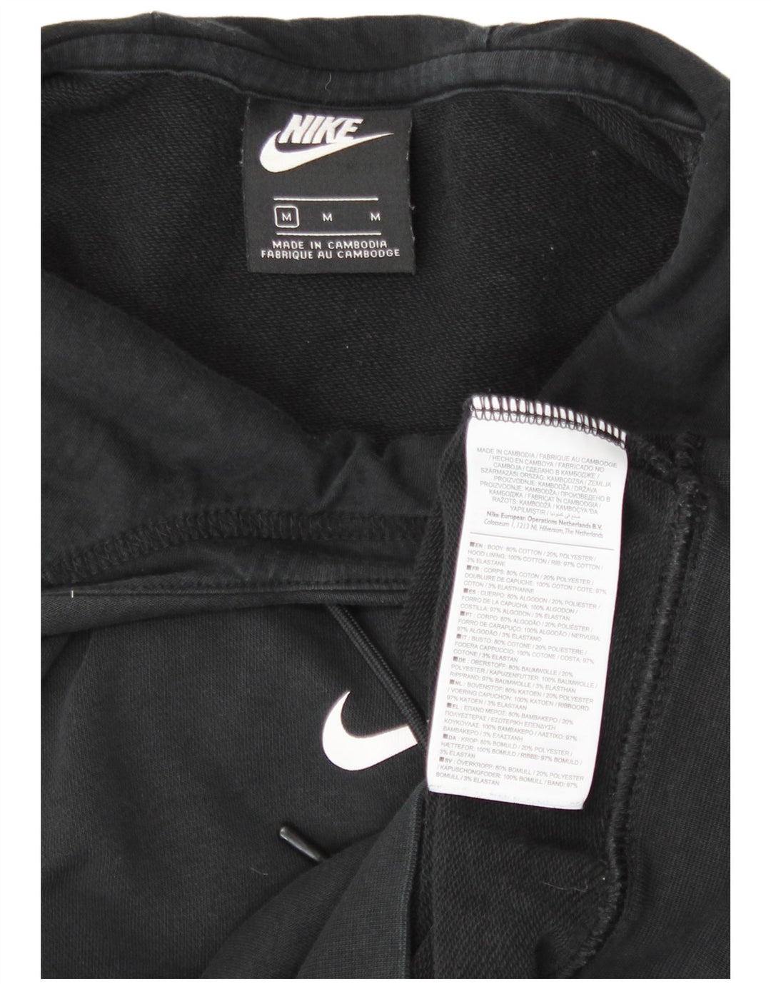 Pulover Nike cu capota cu grafic pentru femei UK 14, bumbac mediu negru