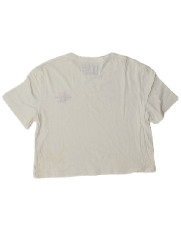 Calvin Klein Tricou Crop Top pentru femei UK 6 XS Alb