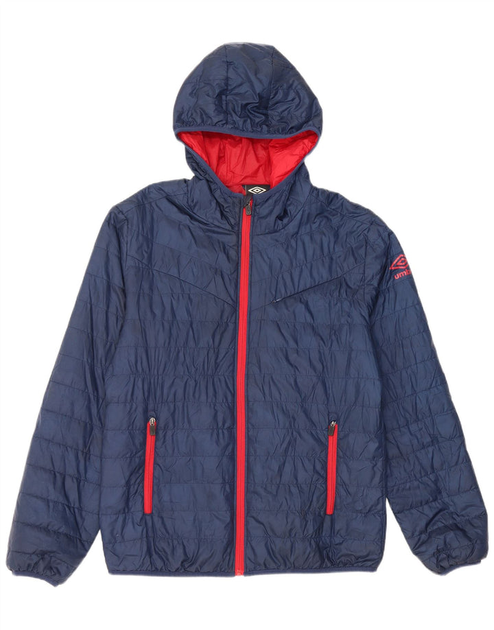 Jachetă căptușită cu glugă Umbro pentru bărbați UK 40 mare, albastru bleumarin, poliester