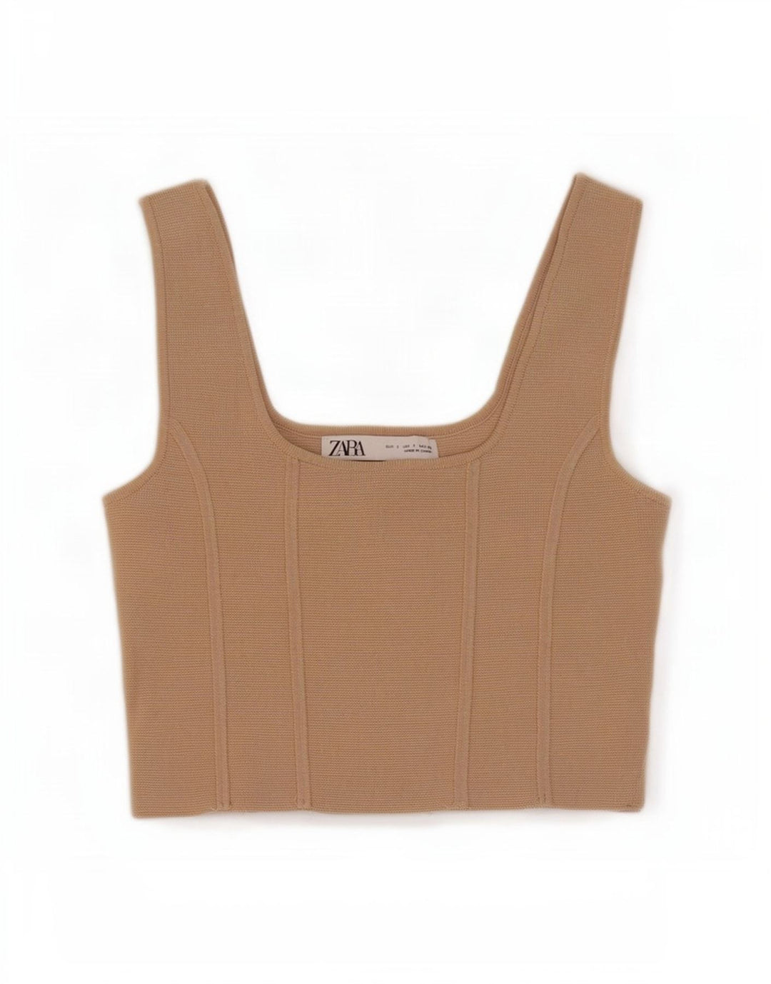 Crop Top fără mâneci pentru femei Zara UK 8 Small Beige Nylon