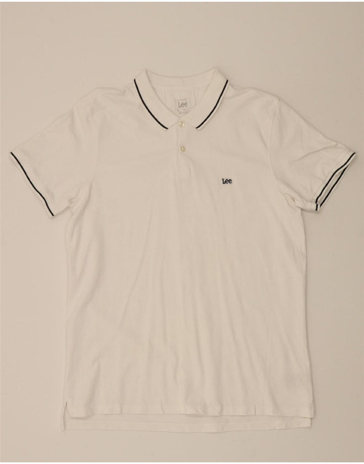 LEE Mens Regular Fit Polo Shirt XL White Cotton Vintage Lee and Second-Hand Lee from Messina Hembry 