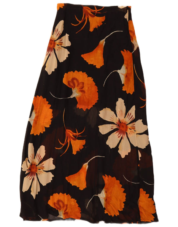 Fusta Maxi pentru femei VINTAGE cu talie înaltă UK 12 Medium W26 Black Floral