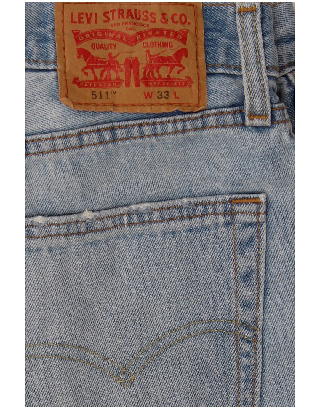 Pantaloni scurți Levi's 511 Slim Fit din denim învechit W33, bumbac albastru mediu