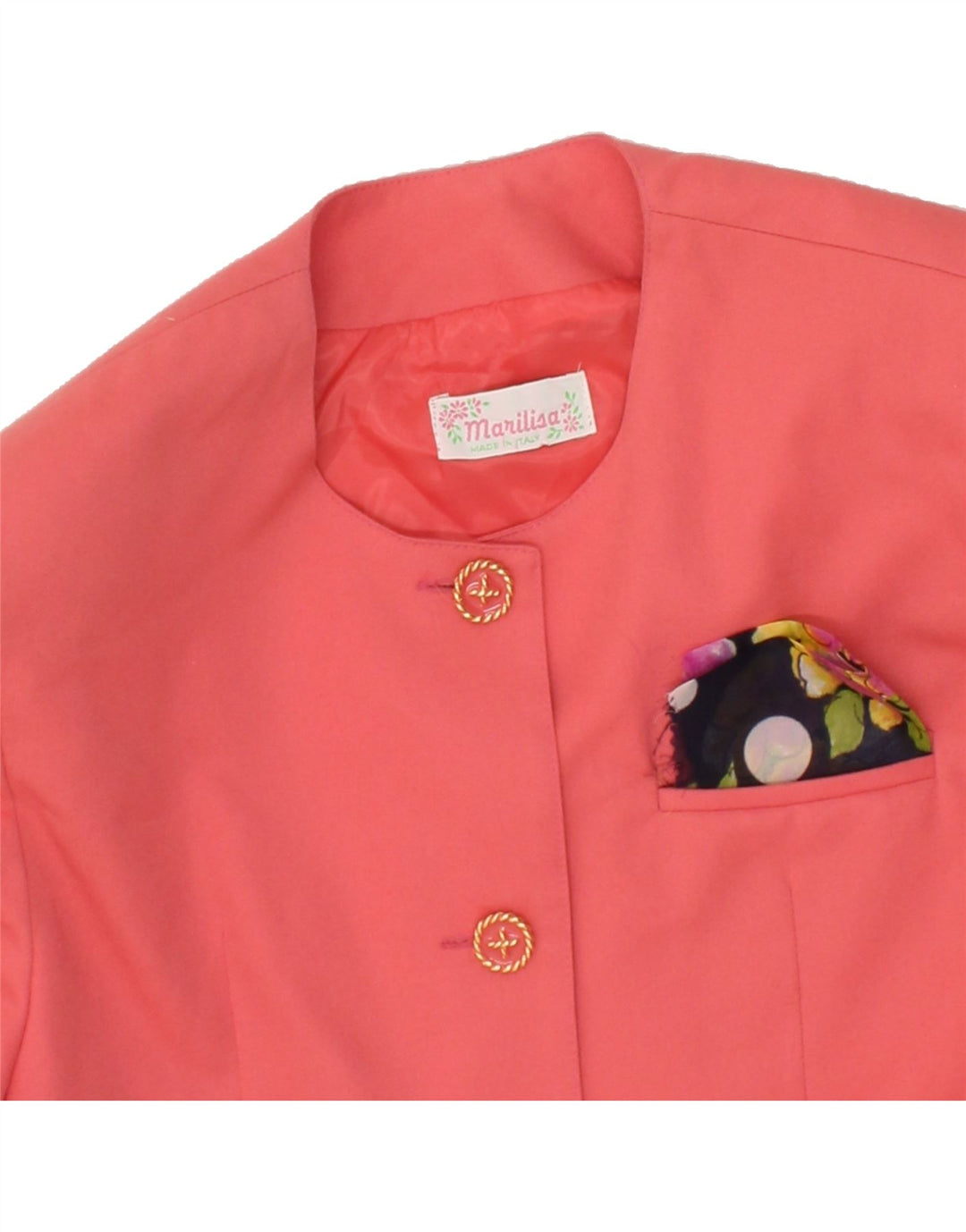 VINTAGE Womens Crop 4 Button Blazer Jacket UK 10 Small Pink Polyester Vintage Vintage and Second-Hand Vintage from Messina Hembry 