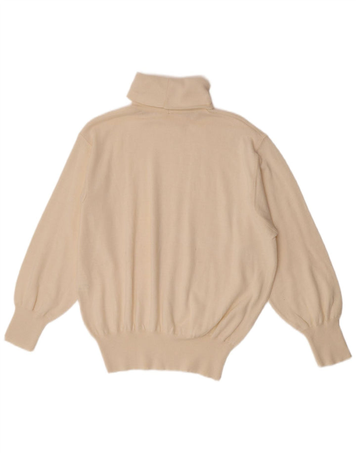 Pulover vintage pentru bărbați cu gât rulat IT 48 Medium poliacrilic alb