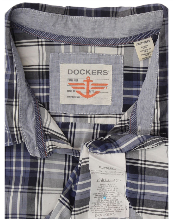 Cămașă pentru bărbați DOCKERS 2XL, bumbac cu carouri bleumarin