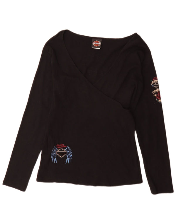 Top grafic Harley Davidson pentru femei cu mânecă lungă UK 18 XL bumbac negru