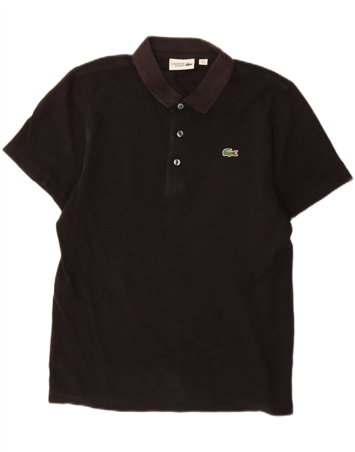 Tricou polo Lacoste pentru bărbați, mărimea 4, bumbac negru mediu