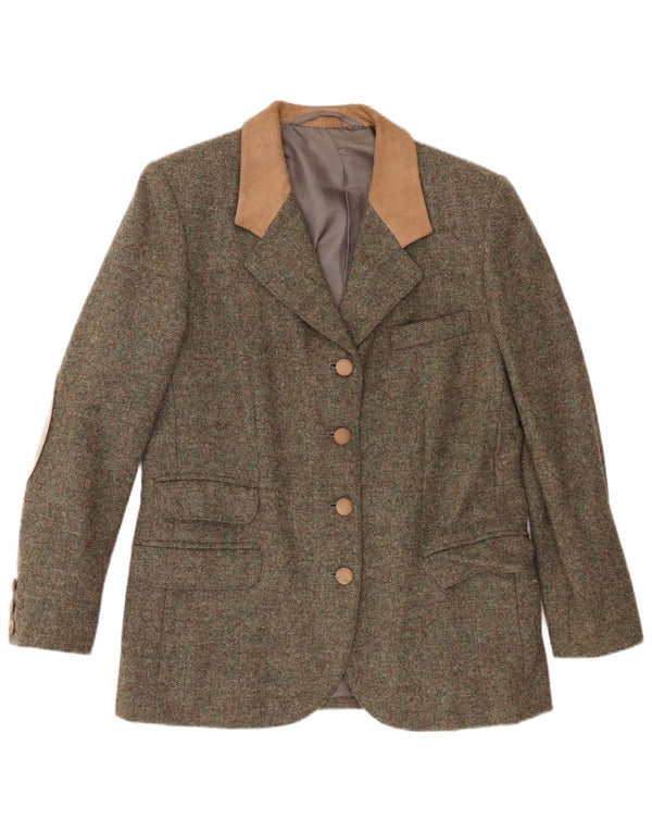 Jachetă Blazer Vintage pentru femei cu 4 nasturi UK 12 Medium Khaki Colorblock