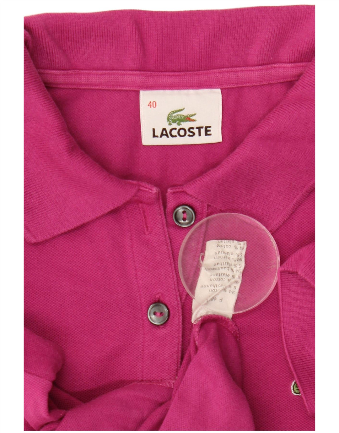 Tricou polo Lacoste pentru femei marimea 40 bumbac roz mediu