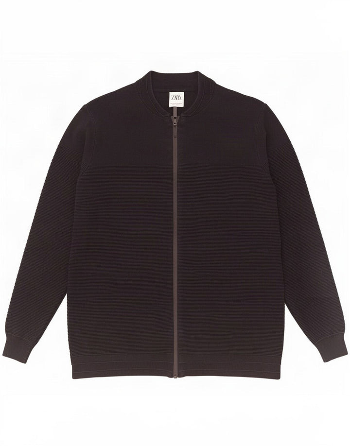 Pulover cardigan pentru bărbați Zara, mare, negru, bumbac