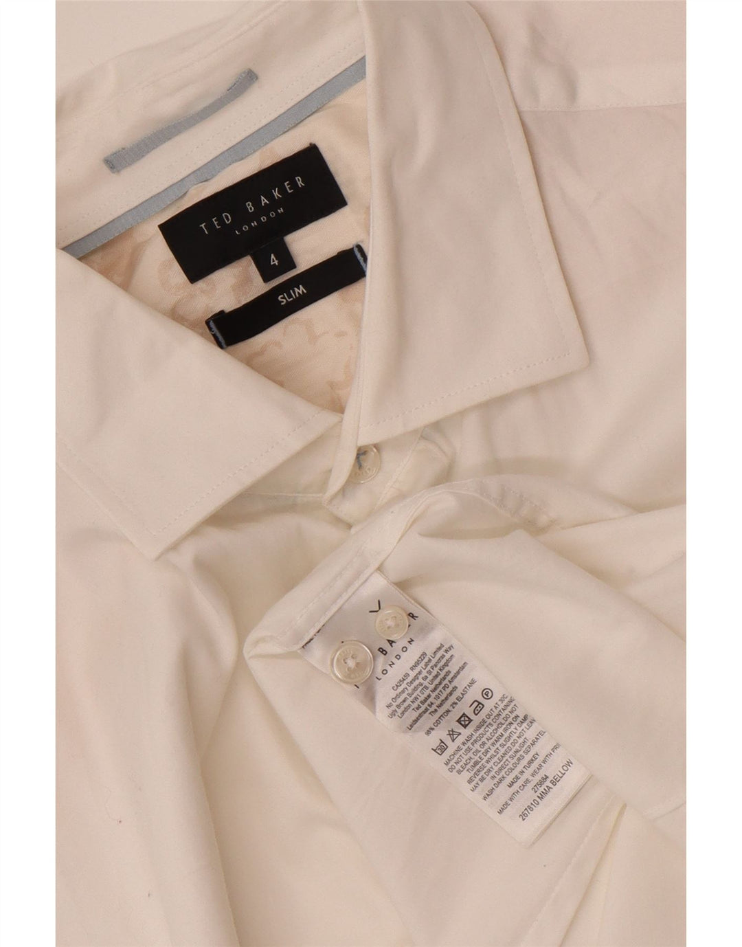Cămașă pentru bărbați Ted Baker Slim Fit Mărimea 4 Bumbac alb mare