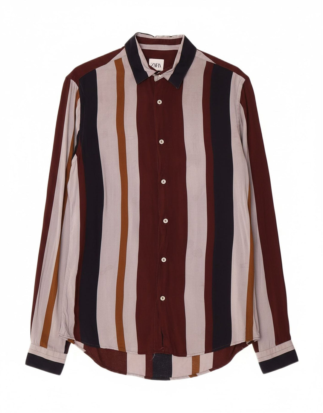 ZARA Mens Relaxed Fit Shirt Small Multicoloured Striped