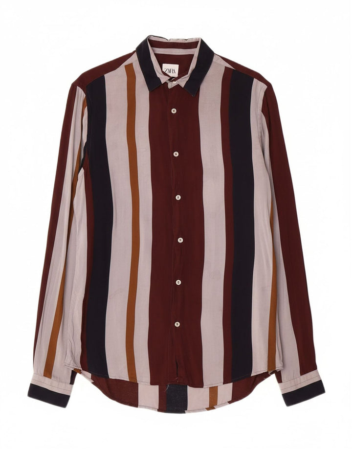 ZARA Mens Relaxed Fit Shirt Small Multicoloured Striped