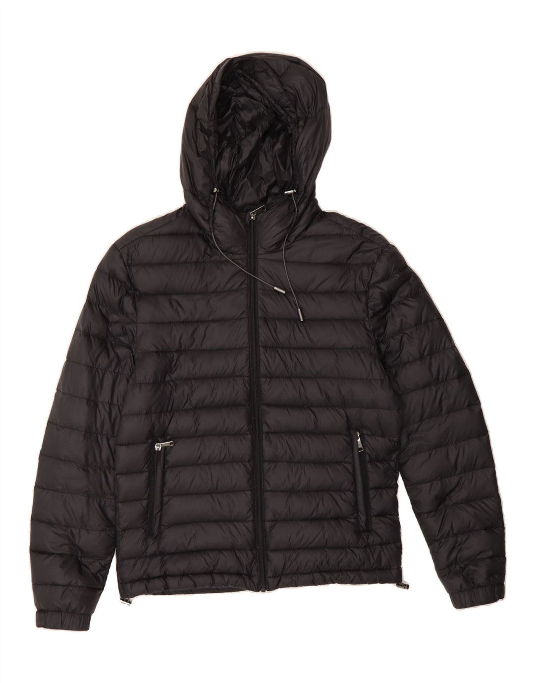 ZARA Mens Hooded Padded Jacket UK 36 Small Black Nylon Vintage Zara and Second-Hand Zara from Messina Hembry 
