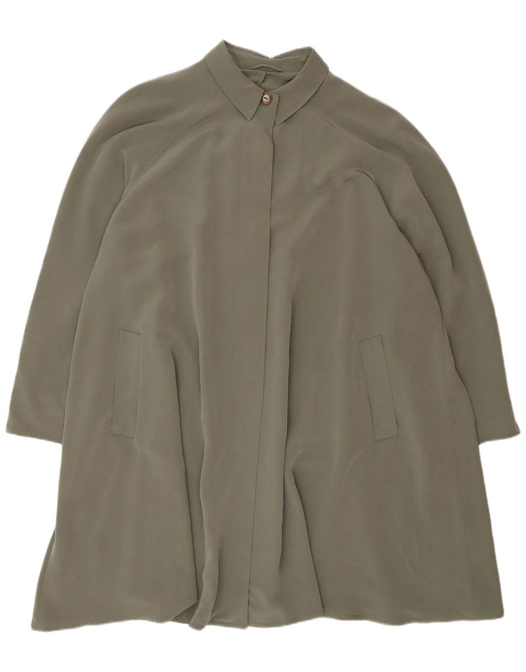 Pardesiu vintage pentru damă, cu ajustare largă, UK 20 2XL, verde, poliester