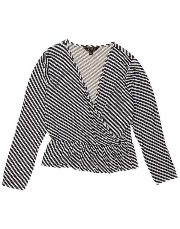 Bluză cu mânecă lungă pentru femei Lipsy, UK 18 XL, viscoză, cu dungi, albastru bleumarin