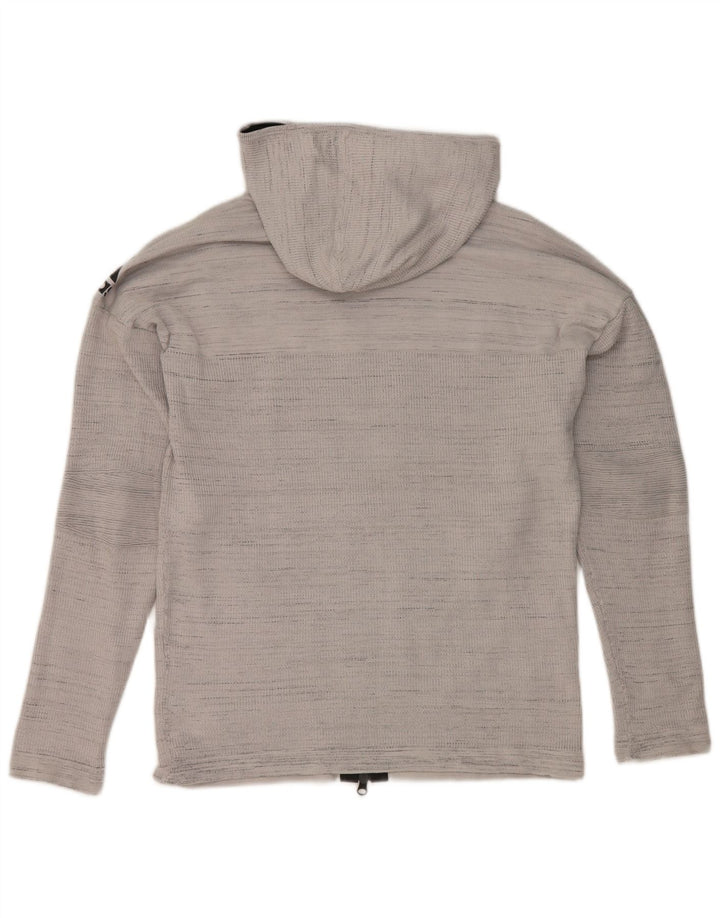 Pulover Adidas pentru bărbați, cu fermoar, poliester cu dungi, gri mediu