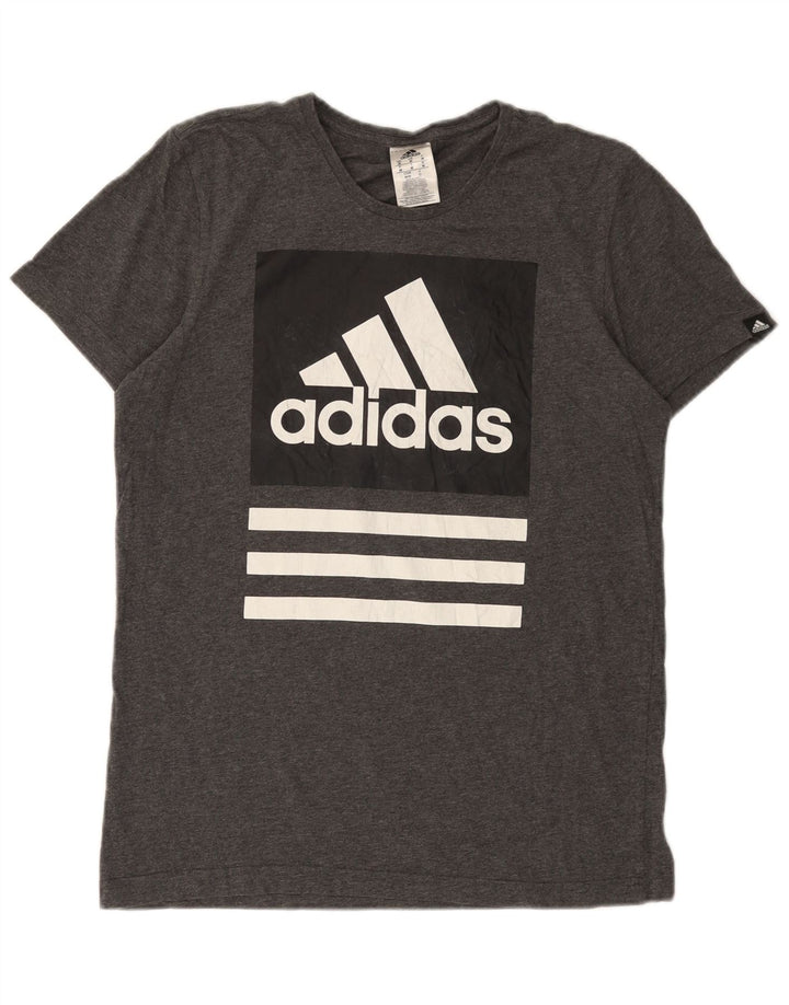 Tricou grafic pentru bărbați Adidas Top, bumbac, gri mediu