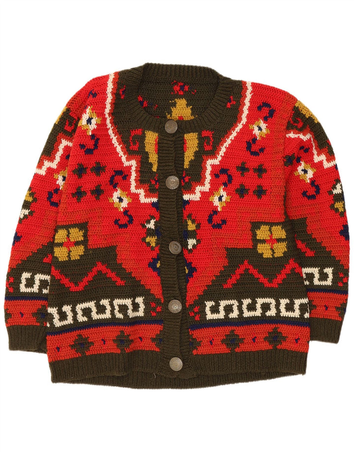 Pulover Cardigan Vintage pentru femei UK 16 Large Red Fair Isle