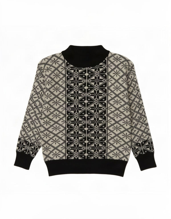 Pulover cu gât țestoasă pentru băieți vintage 7-8 ani Spandex geometric negru
