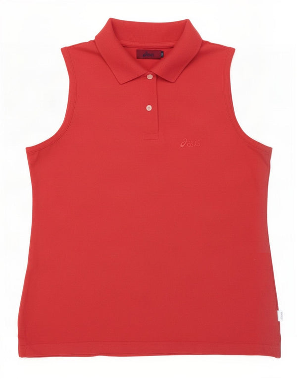 Tricou polo fără mâneci pentru femei Asics UK 12, bumbac roșu mediu