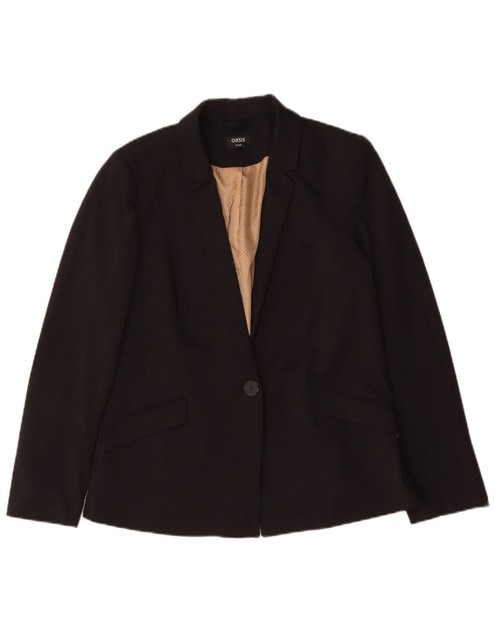 Jachetă Blazer pentru femei Oasis cu 1 nasture UK 12 Poliester mediu negru