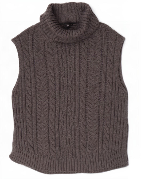 Marks & Spencer Womens Oversized Vest Tank Top UK 10 Small Gri Acrilic