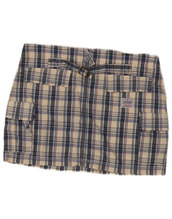 Fusta cargo pentru femei Superdry Medium W30, bumbac cu carouri multicolore