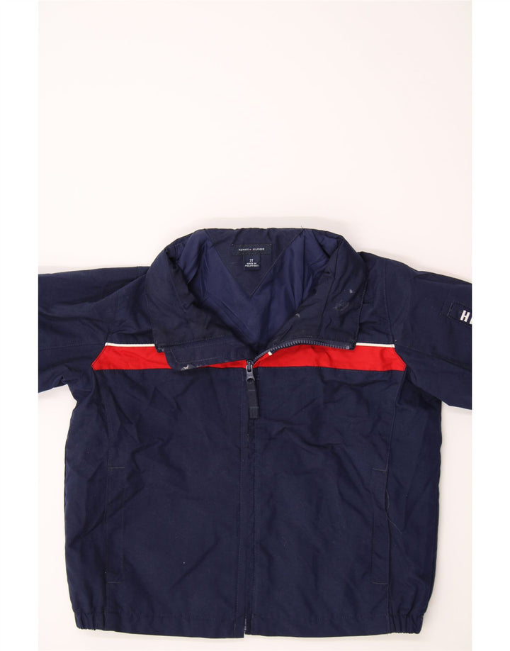 TOMMY HILFIGER Boys Hooded Windbreaker Jacket 2-3 Years Navy Blue Vintage Tommy Hilfiger and Second-Hand Tommy Hilfiger from Messina Hembry 